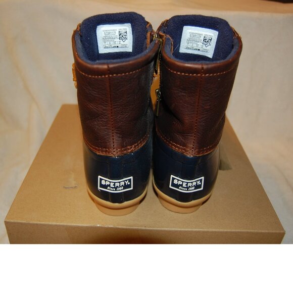 New Sperry Saltwater Tan/Navy Waterproof Leather/Rawhide Women's Boots Size 7 - Picture 4 of 6